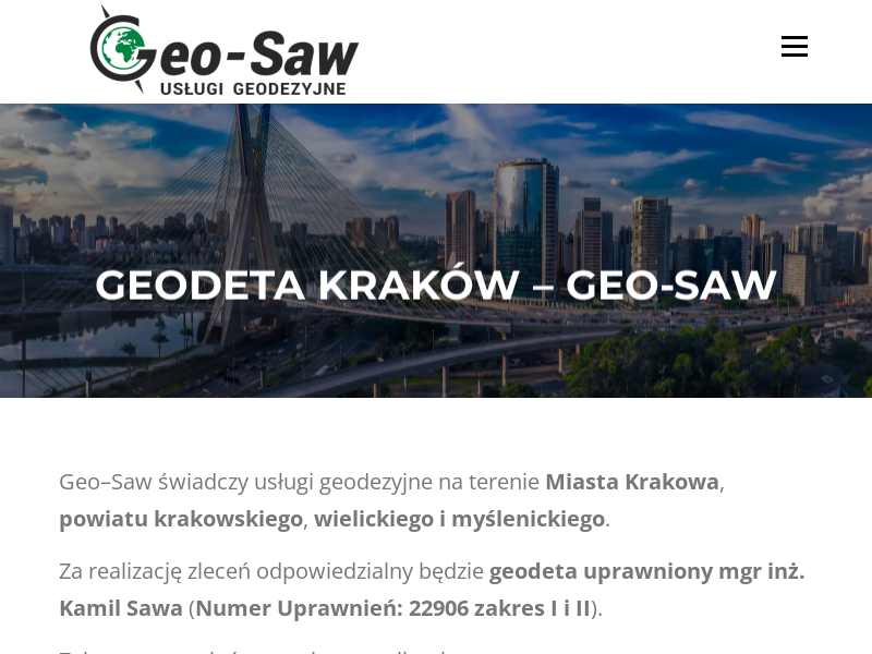 Usługi geodezyjne Kraków i okolice - Geo-Saw Kamil Sawa